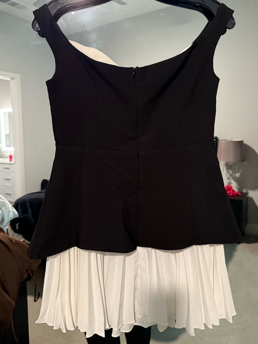 Commense: Patchwork Off Shoulder Pleated Mini Dress - Picture 7 of 9